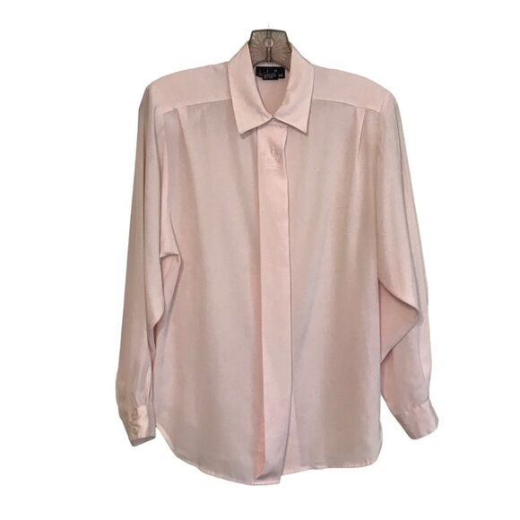 Vintage David Matthew Long Sleeve Collared Button Front Secretary Blouse Size 8 - Picture 1 of 7